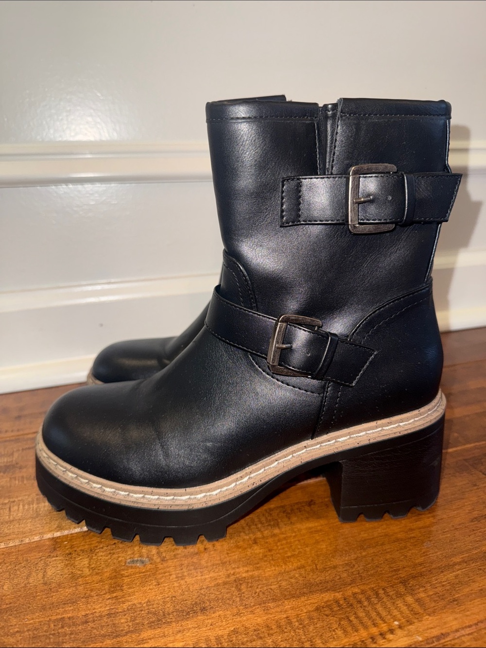 Espirit Womens Chunky Moto Boots Black Y2K Size 8 Marise